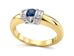Złoty pierścionek z szafirem i brylantami - 435skW_pro