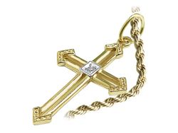 Krzyżyk z cyrkonią 585 - elegancja na każdy dzień - 46m
