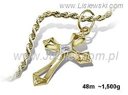 Złoty krzyżyk z brylantem Złota zawieszka złoto 585 - 48m_br