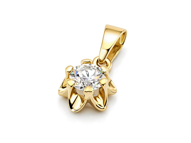 Złoty wisiorek zawieszka z brylantem - 518wbr_SI_H - 1