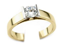 Pierścionek z diamentem żółte i białe złoto 585 - 527bbr_P_H