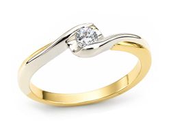 Pierścionek z brylantem białe i żółte złoto - 530bbr_VS_H