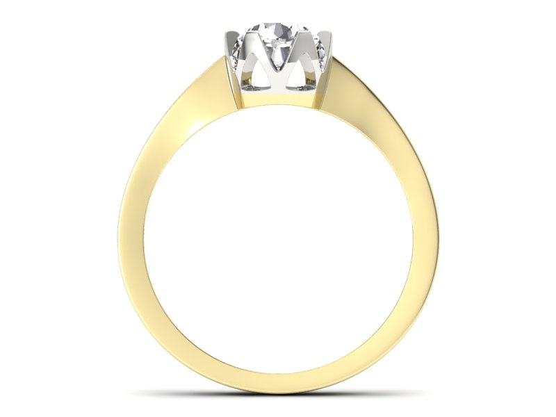 Pierścionek z brylantem białe i żółte złoto - 540bbr_P_H - 2