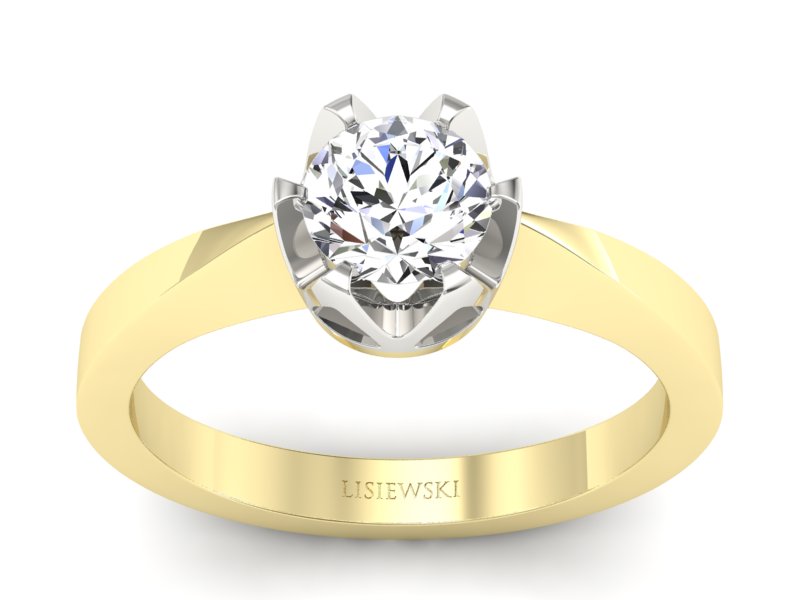 Pierścionek z brylantem białe i żółte złoto - 540bbr_P_H - 1