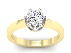 Pierścionek z brylantem białe i żółte złoto - 540bbr_P_H