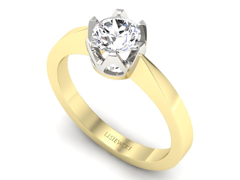 Pierścionek z brylantem białe i żółte złoto - 540bbr_VS_H - 3