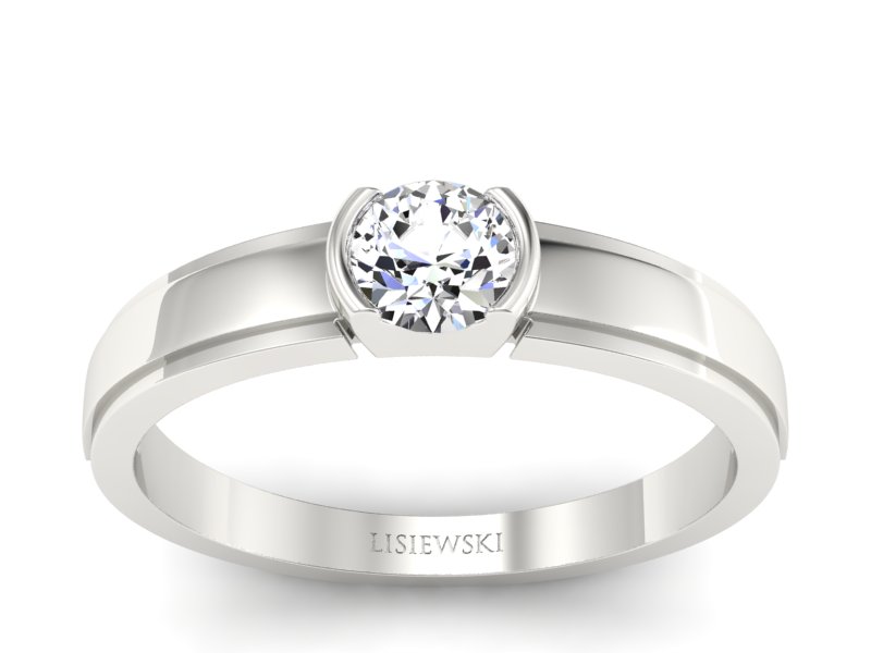 Złoty pierścionek z brylantem białe złoto - 561bb - 1