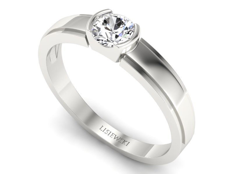 Złoty pierścionek z brylantem białe złoto - 561bb - 3