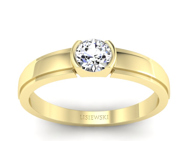 Złoty pierścionek z brylantem - 561bz - 1