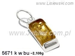 Zawieszka Wisior srebrny z bursztynem - 5671kwbu
