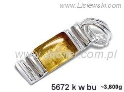 Srebrna zawieszka Wisiorek srebrny z bursztynem - 5672kwbu