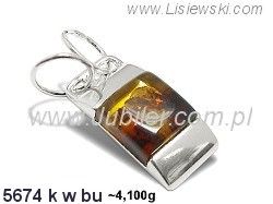Srebrna zawieszka Wisiorek srebrny z bursztynem - 5674kwbu