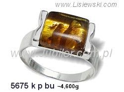 Pierścionek srebrny z bursztynem brązowym - 5675kpbu