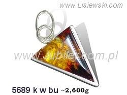 Srebrna zawieszka Wisiorek srebrny z bursztynem - 5689kwbu