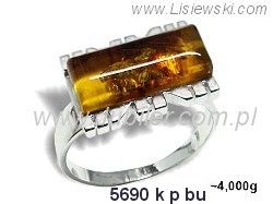 Pierścionek srebrny z bursztynem - 5690kpbu