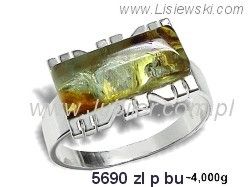 Pierścionek srebrny z bursztynem biżuteria - 5690zlpbu