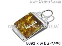 Srebrna zawieszka Wisiorek srebrny z bursztynem - 5692kwbu