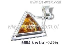 Wisiorek srebrny z bursztynem - 5694kwbu