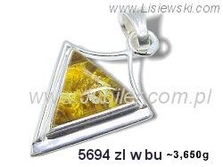 Srebrna zawieszka Wisiorek srebrny z bursztynem - 5694zlwbu