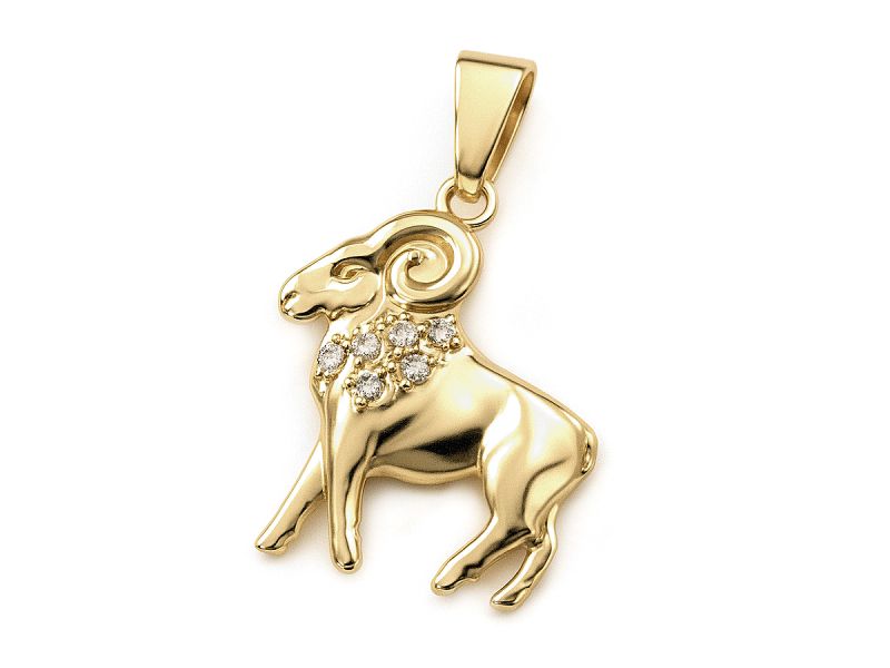 Zawieszka z brylantami żółte złoto - 5w_baran_br