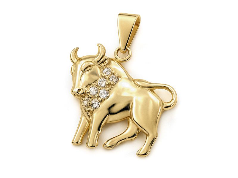 Zawieszka z brylantami żółte złoto - 5w_byk_br