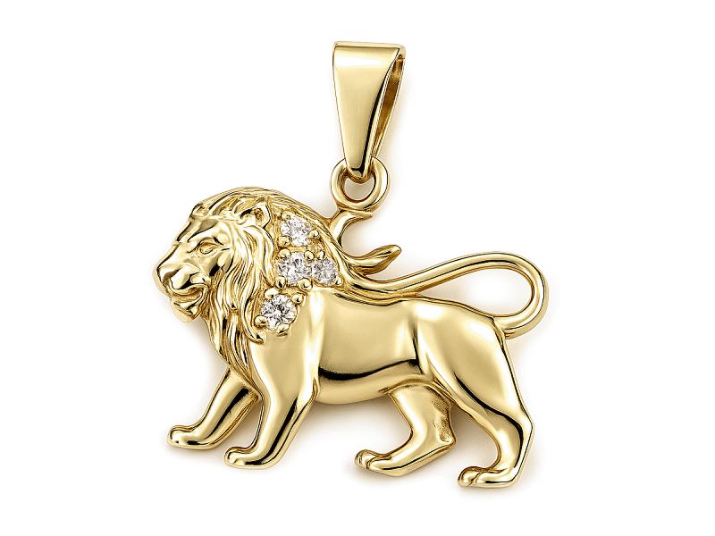 Zawieszka z brylantami żółte złoto - 5w_lew_br - 1