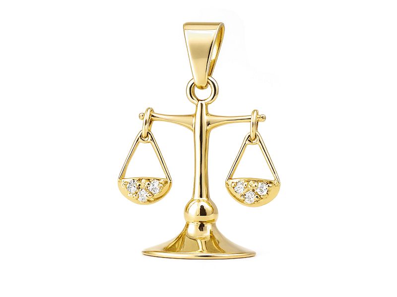 Złota zawieszka Waga z brylantami - 5w_waga_br - 1