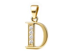 Złota zawieszka litera D z cyrkoniami - 608w_D