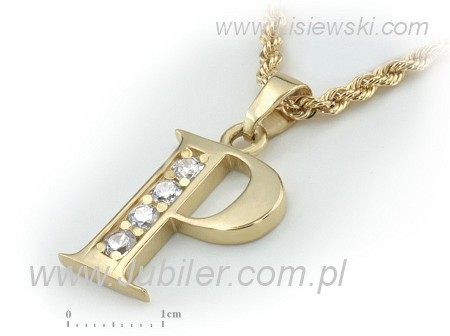 Litera p - złota zawieszka z charakterem od jubiler - 608w_P - 1
