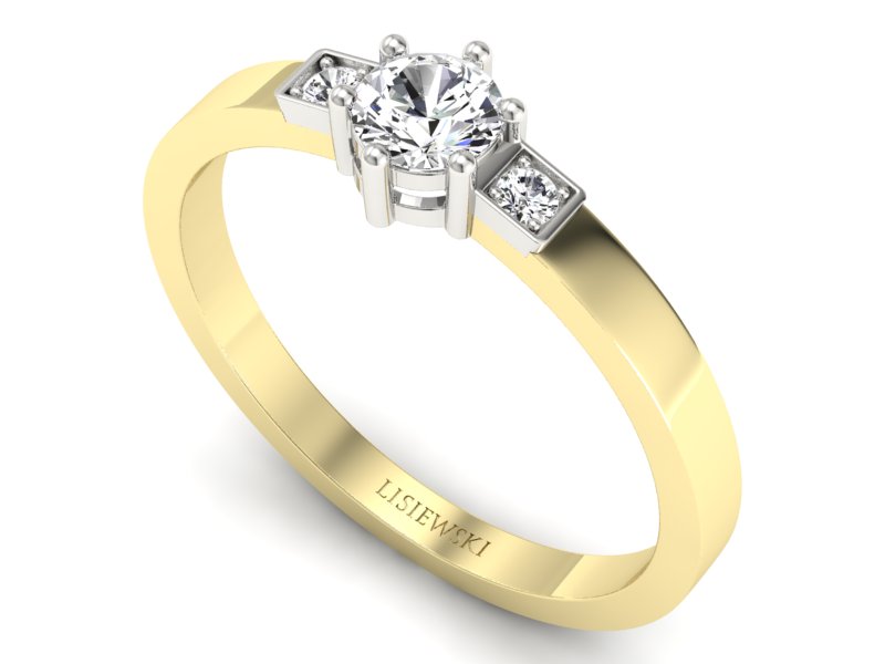 Pierścionek z brylantami białe i żółte złoto - 613bbr_P_G - 3