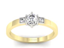 Pierścionek z brylantami białe i żółte złoto - 613bbr_VS_E