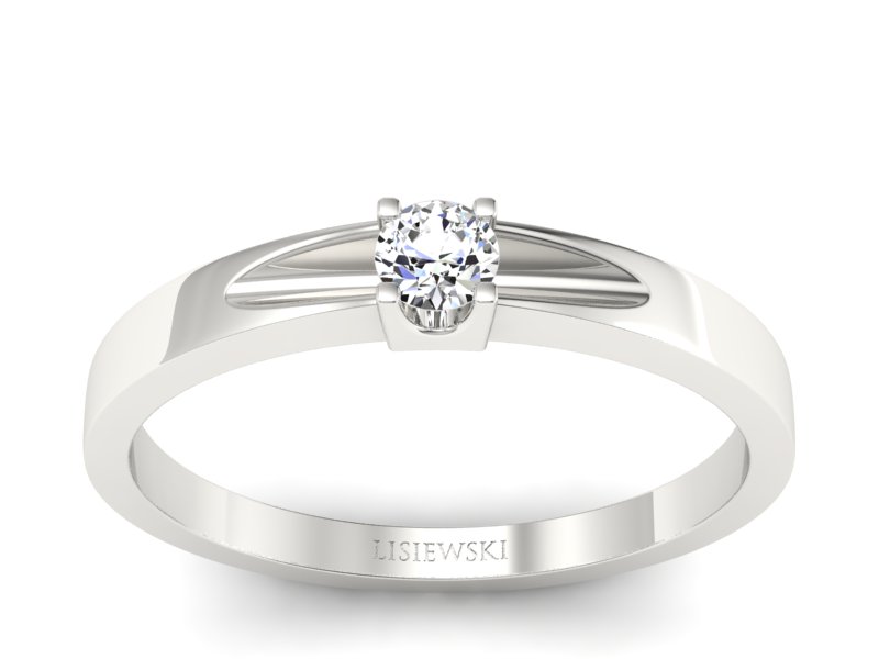 Pierścionek z brylantem białe złoto - 637bb - 1