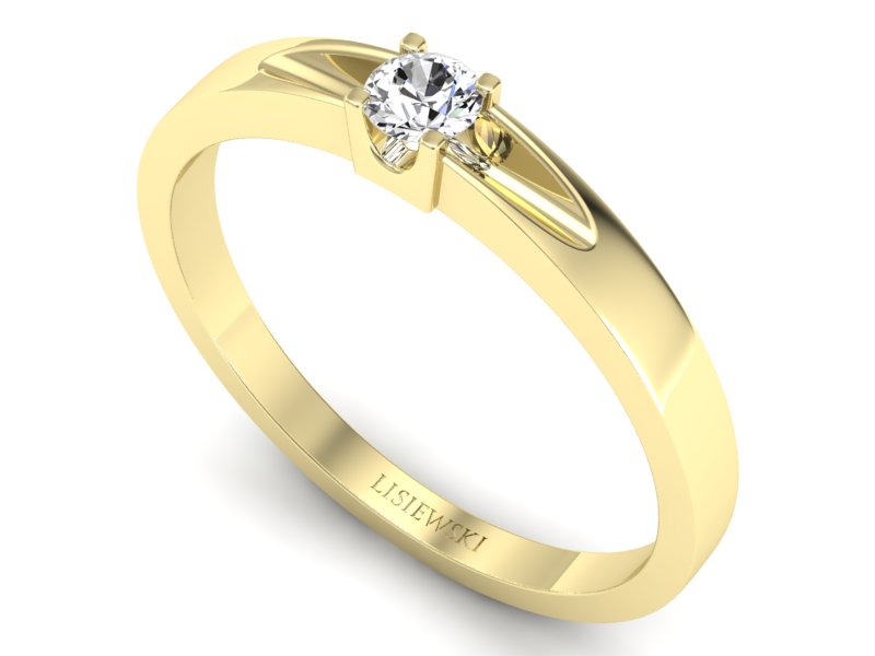 Złoty pierścionek z brylantem - 637bz - 3