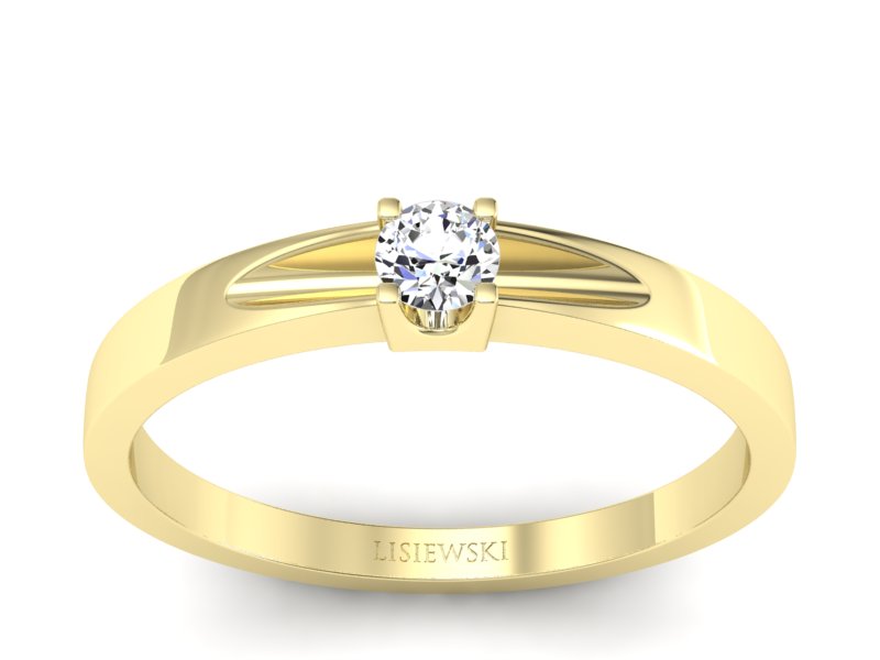 Złoty pierścionek z brylantem - 637bz - 1