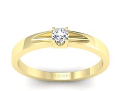 Złoty pierścionek z brylantem - 637bz