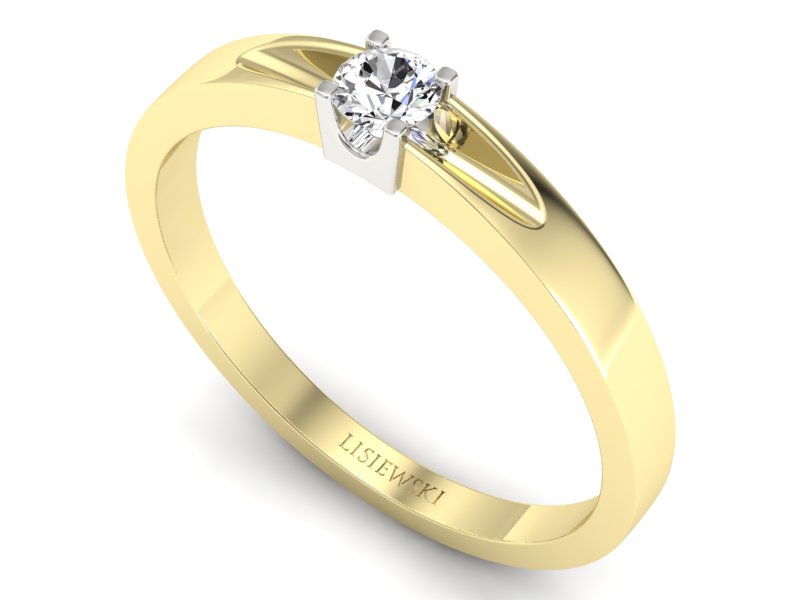 Pierścionek z diamentem żółte i białe złoto - 637bzb - 3