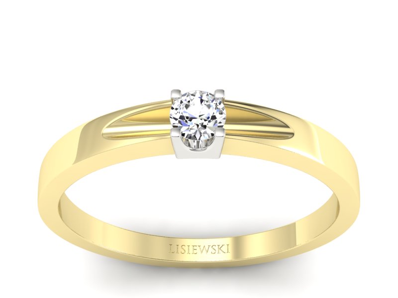 Pierścionek z diamentem żółte i białe złoto - 637bzb - 1