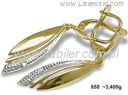 Złote Kolczyki z cyrkoniami żółte złoto próba 585 - 658