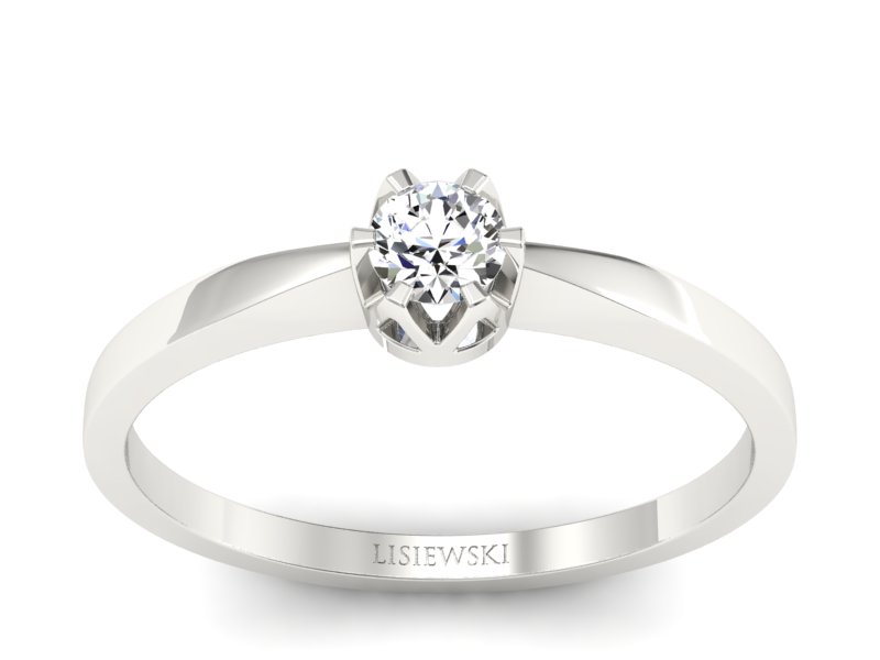 Złoty pierścionek z brylantem białe złoto - 673bb - 1