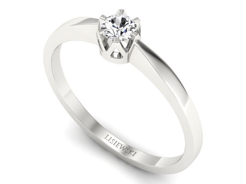 Złoty pierścionek z brylantem białe złoto - 673bb - 3