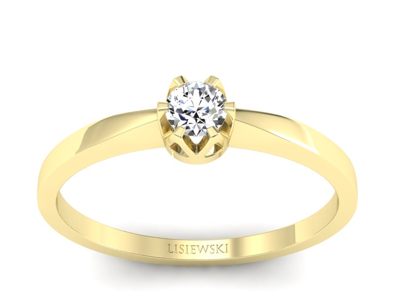 Złoty pierścionek z brylantem żółte złoto - 673bz - 1
