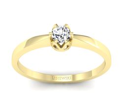 Złoty pierścionek z brylantem żółte złoto - 673bz