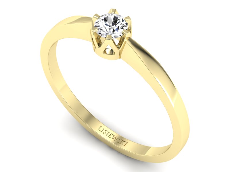 Złoty pierścionek z brylantem żółte złoto - 673bz - 3