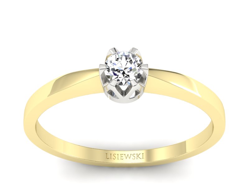 Złoty pierścionek z diamentem - 673bzb - 1