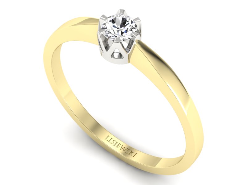 Złoty pierścionek z diamentem - 673bzb - 3