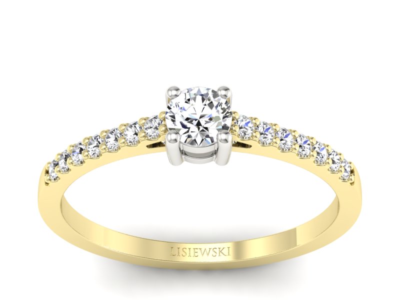 Pierścionek z brylantami białe i żółte złoto - 679bbr_SI_H - 1