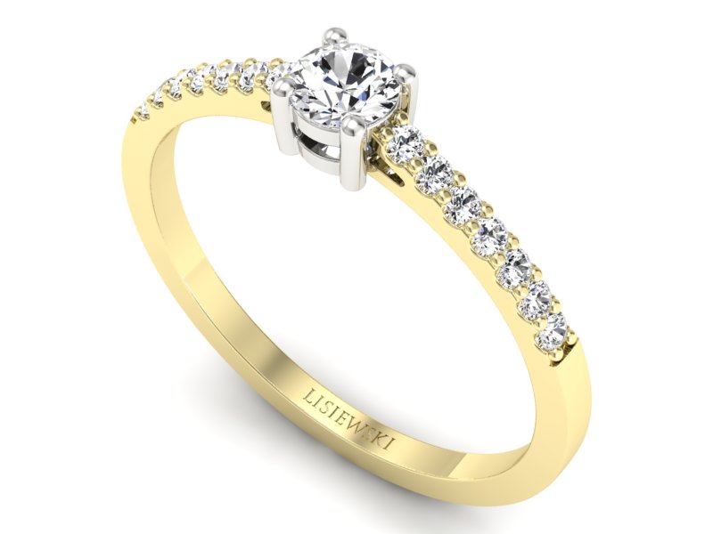 Pierścionek z brylantami białe i żółte złoto - 679bbr_SI_H - 3