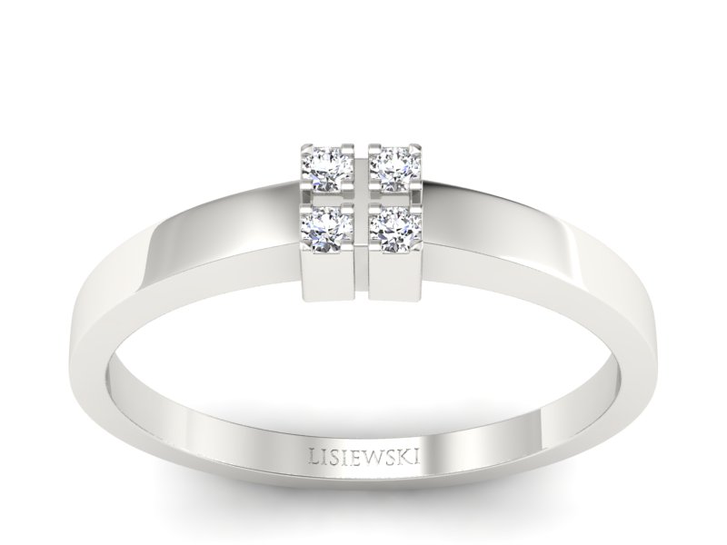 Złoty pierścionek z brylantami białe złoto - 688bb - 1