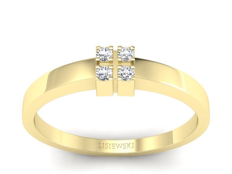 Złoty pierścionek z brylantami żółte złoto - 688bz - 1