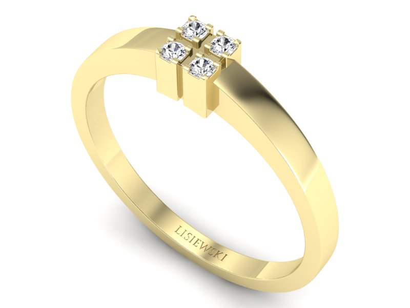 Złoty pierścionek z brylantami żółte złoto - 688bz - 3